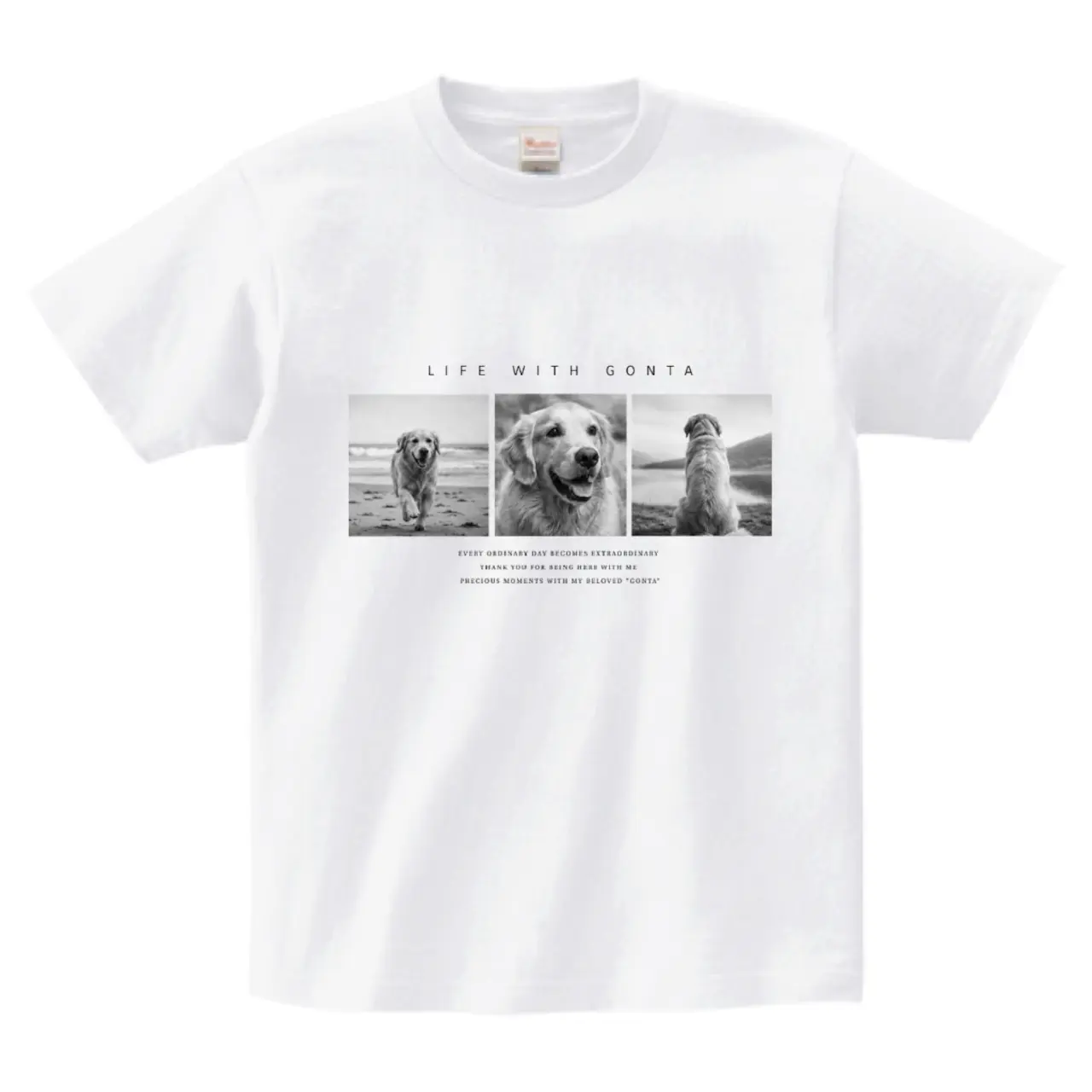 ゴールデンレトリバーTシャツ｜ゴン太シリーズ｜LIFE WITH GONTA ホワイト 正面